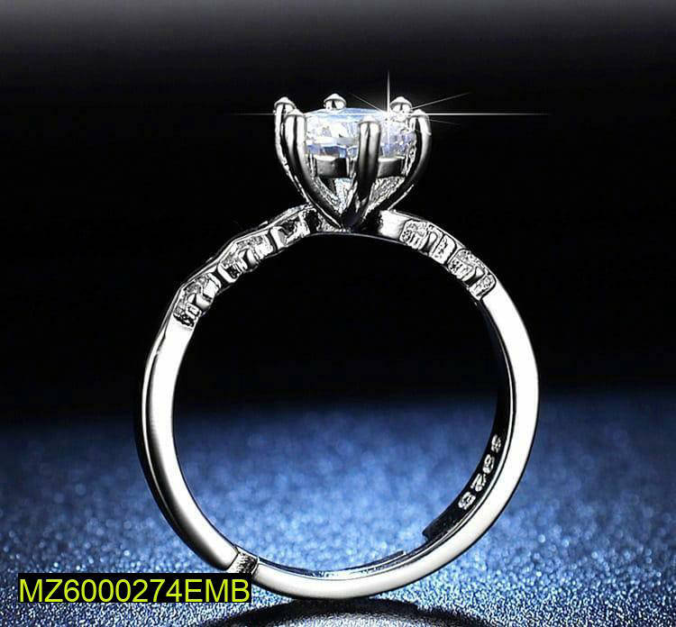 Women's Silver Plated Diamond Ring Adjustable Casual Party Wear - Max Store #