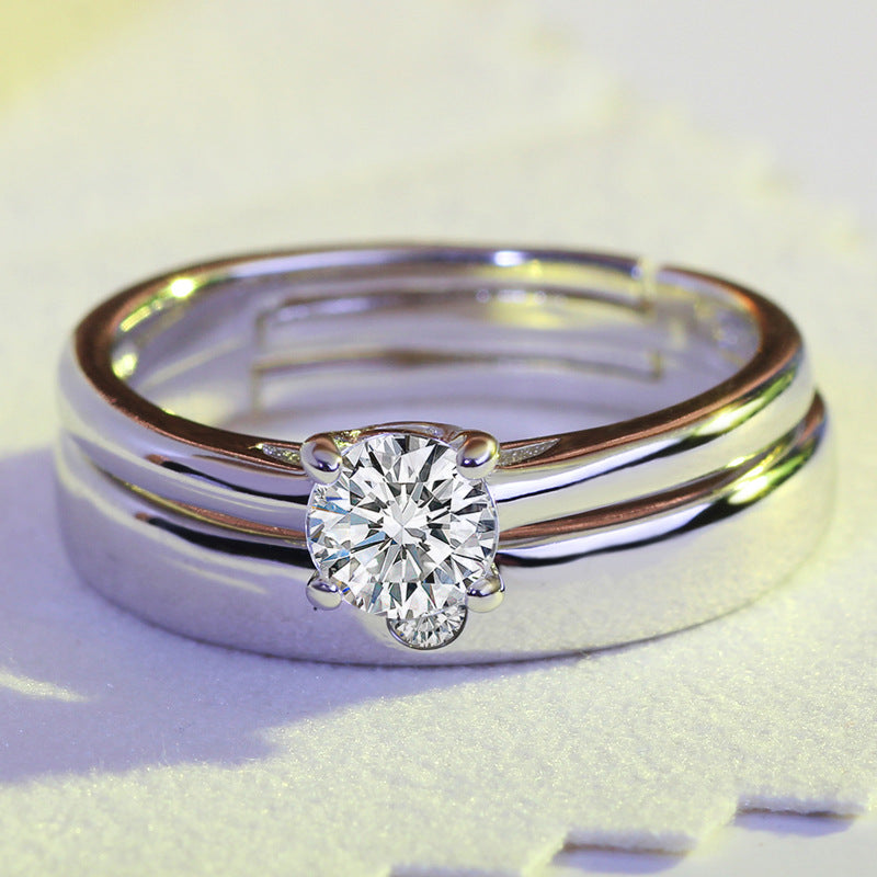 Moissanite Wedding Ring Set for Women, Sparkling Couple Engagement Jewelry by Max Store