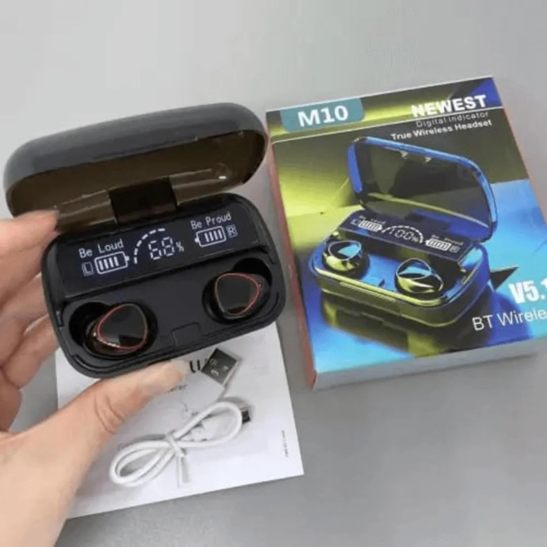 M10 Wireless Earbuds Bluetooth 5.1 Touch Control LED Power Display by Max Store
