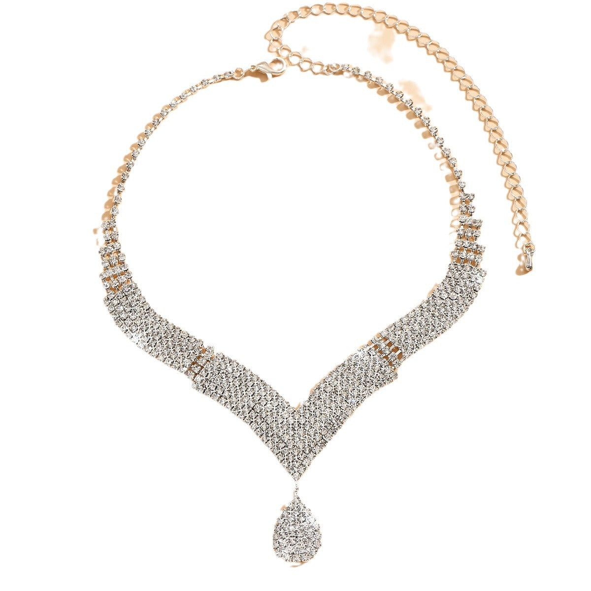 Elegant Bridal Jewelry Set with V-Neck Necklace & Earrings by Max Store