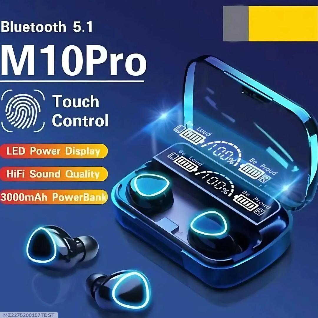M10 Wireless Earbuds Bluetooth 5.1 Touch Control LED Power Display by Max Store