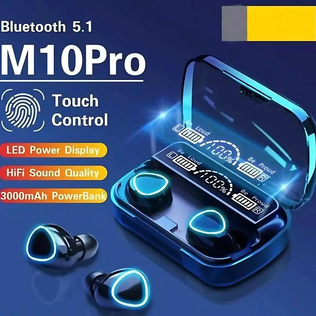 M10 Wireless Earbuds Bluetooth 5.1 Touch Control LED Power Display by Max Store