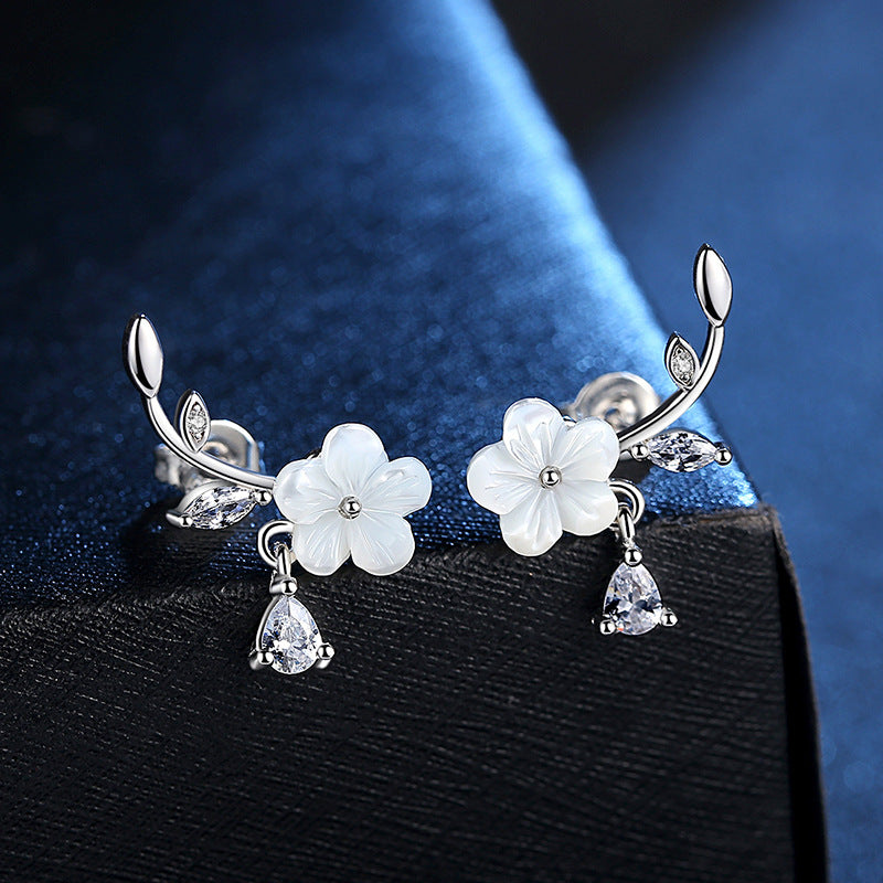 Silver Plated Flower Earrings Women Korean Style Fresh Ear Jewelry. - Max Store # 