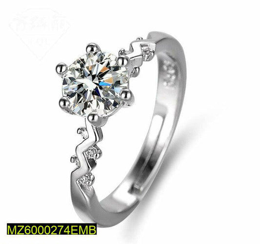 Women's Silver Plated Diamond Ring Adjustable Casual Party Wear - Max Store # 