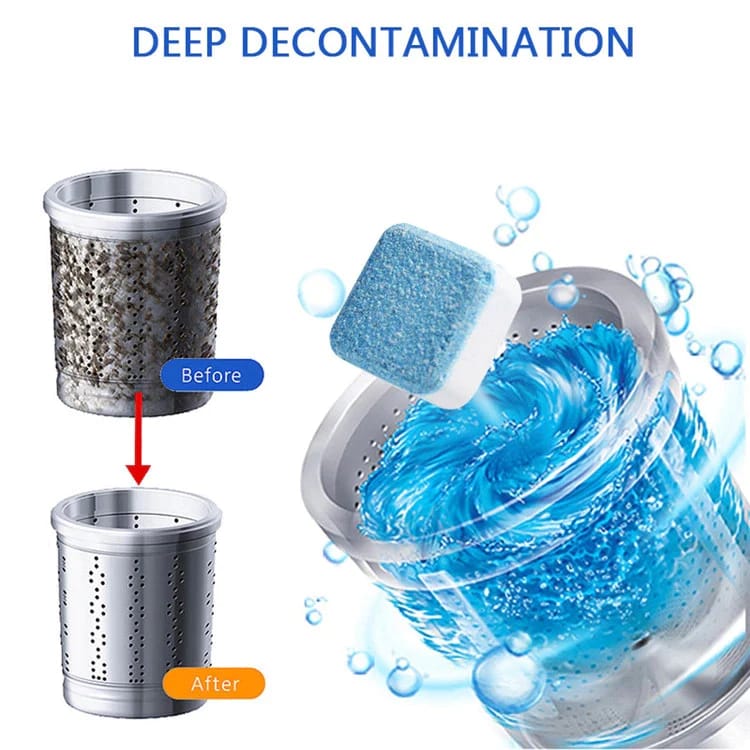Washing Machine Cleaner Tablets – 12 Tablet | Deep Cleaning & Deodorizing for Front Load, Top Load & HE Washers